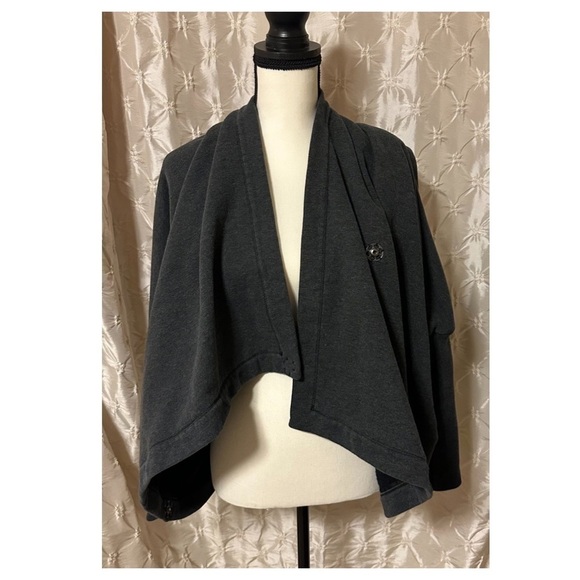 Lululemon It Makes Two Wrap Heathered Black Gray Fleece Open Front - Picture 4 of 15